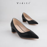 Viditi Freya Leather Block Heels 4 cm | Shoes | Sepatu Import Wanita | Tumit | Hak Tinggi | Polos