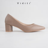 Viditi Freya Leather Block Heels 4 cm | Shoes | Sepatu Import Wanita | Tumit | Hak Tinggi | Polos