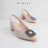 Viditi Crystal Sling Back Block Heels 4 cm | Shoes | Sepatu Import Wanita Pesta | Wisuda | Seserahan