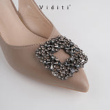 Viditi Crystal Sling Back Block Heels 4 cm | Shoes | Sepatu Import Wanita Pesta | Wisuda | Seserahan