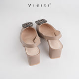 Viditi Crystal Sling Back Block Heels 4 cm | Shoes | Sepatu Import Wanita Pesta | Wisuda | Seserahan