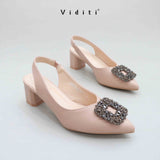 Crystal Sling Back Block Heels By Viditi