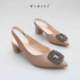 Crystal Sling Back Block Heels By Viditi