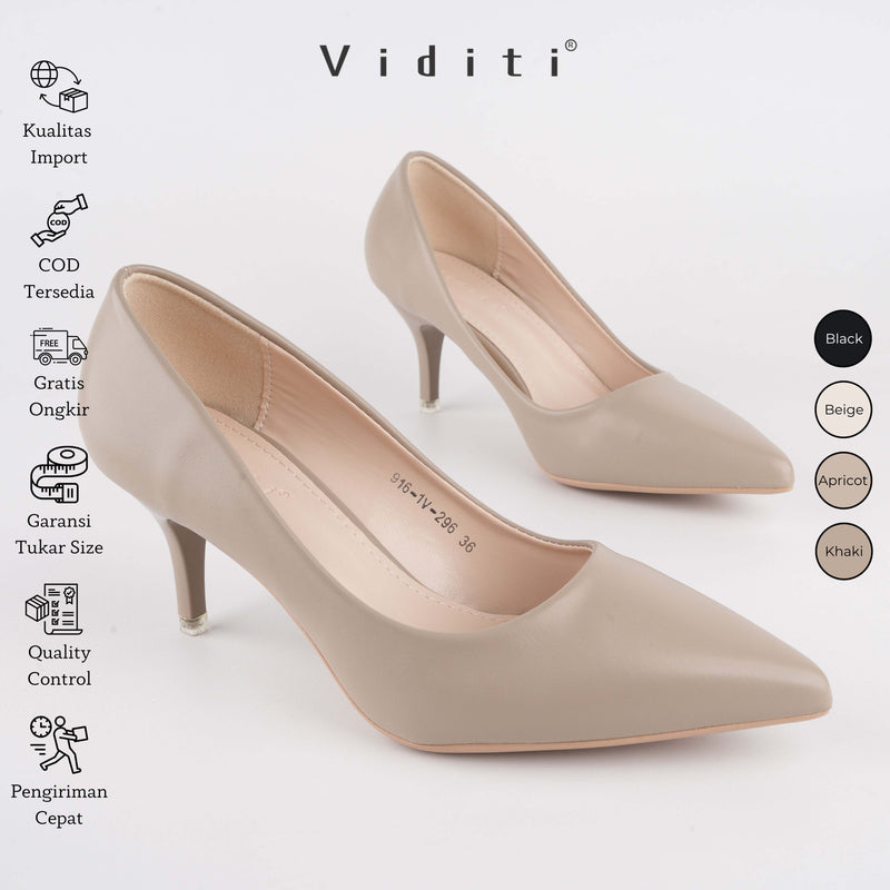 Viditi Grace Leather Heels 6 cm | Shoes | Sepatu Import Wanita | Tumit | Hak Tinggi | Polos | Pesta