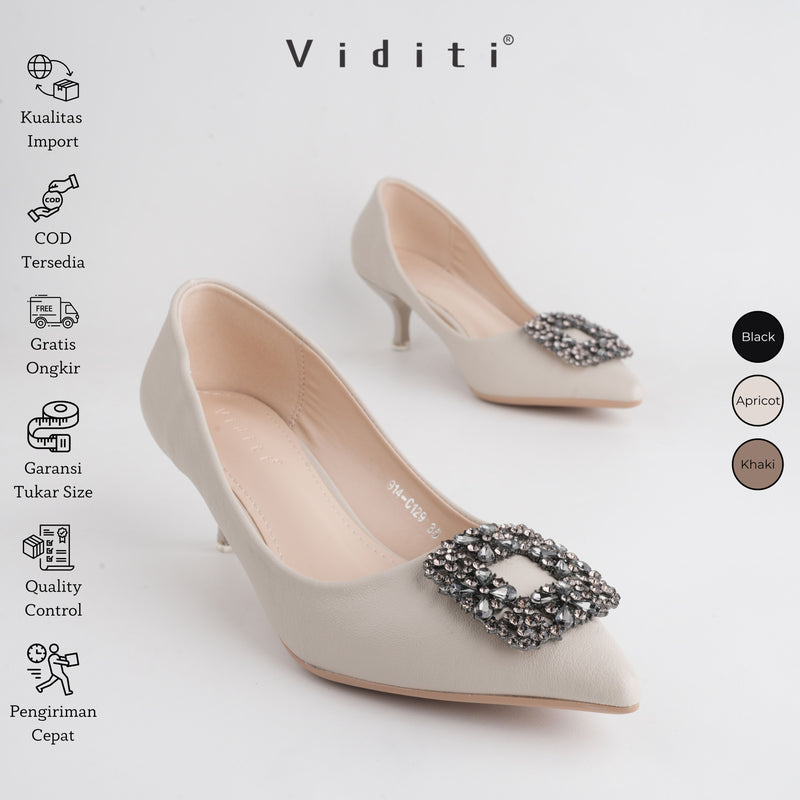 Viditi Crystal Heels 4 cm | Shoes | Sepatu Import Wanita | Tumit | Hak Tinggi | Wedding | Seserahan