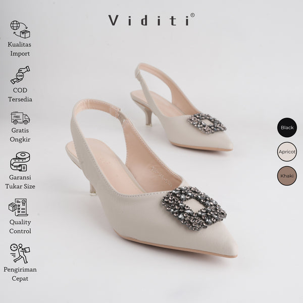 Viditi Crystal Sling Back Heels 4 cm | Shoes | Sepatu Import Wanita | Tumit | Hak Tinggi