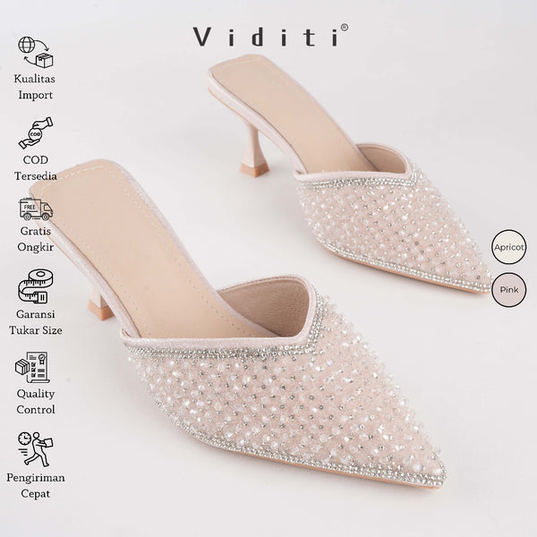 Viditi Junia Mules Heels 5 cm | Shoes | Sepatu Import Wanita | Pesta | Wisuda | Kerja