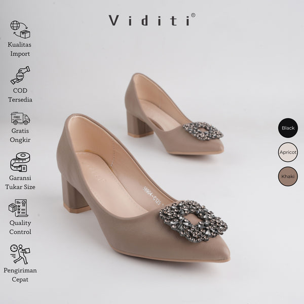 Viditi Crystal Block Heels 4 cm | Sepatu Import Wanita