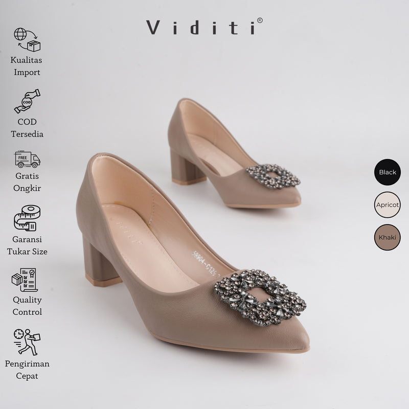 Viditi Crystal Block Heels 4 cm | Sepatu Import Wanita