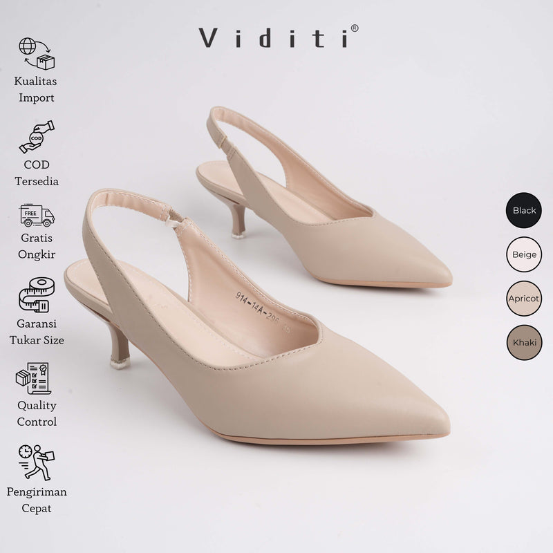 Viditi Miya Leather Heels 4 cm | Shoes | Sepatu Import Wanita | Hak Tinggi | Pesta