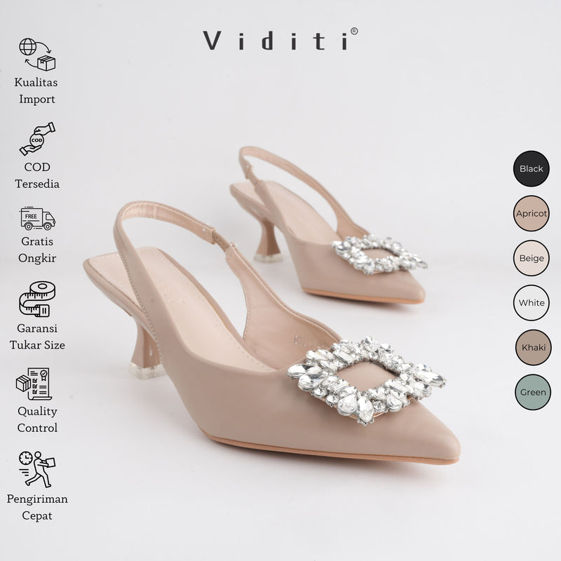 Viditi Ciara Sling Back Heels 5 cm | Shoes | Sepatu Import Wanita | Wedding | Wisuda | Seserahan