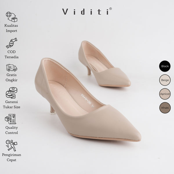 Viditi Esme Leather Heels 4 cm | Shoes | Sepatu Import Wanita | Tumit | Hak Tinggi | Polos | Pesta