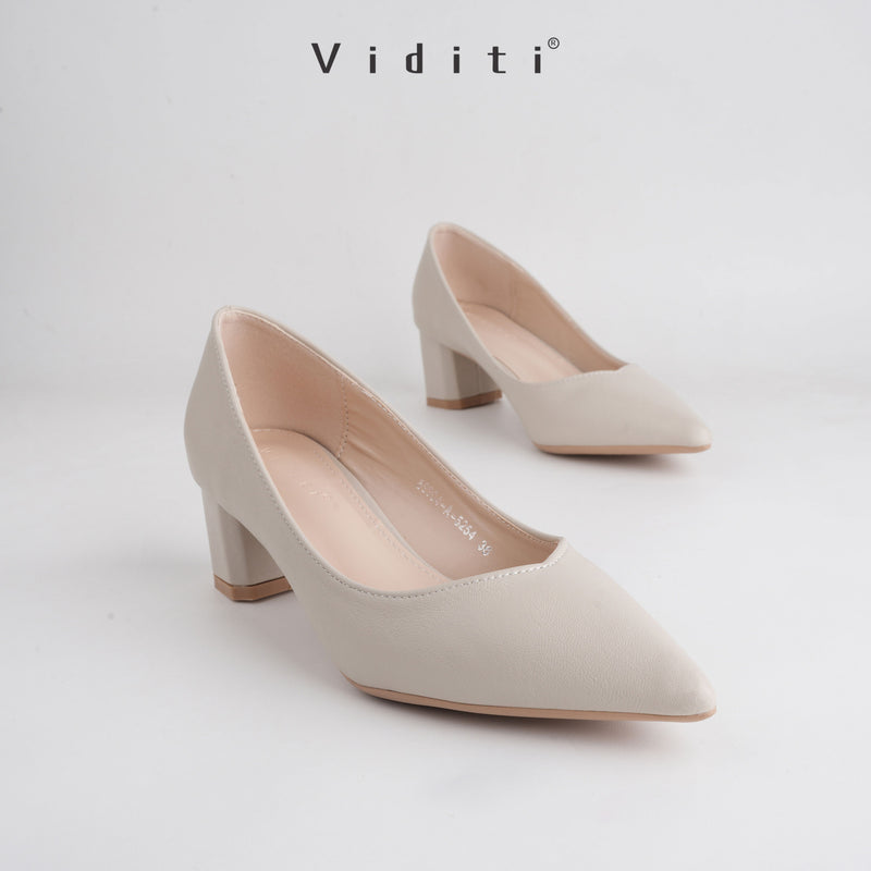 Viditi Freya Leather Block Heels 4 cm | Shoes | Sepatu Import Wanita | Tumit | Hak Tinggi | Polos