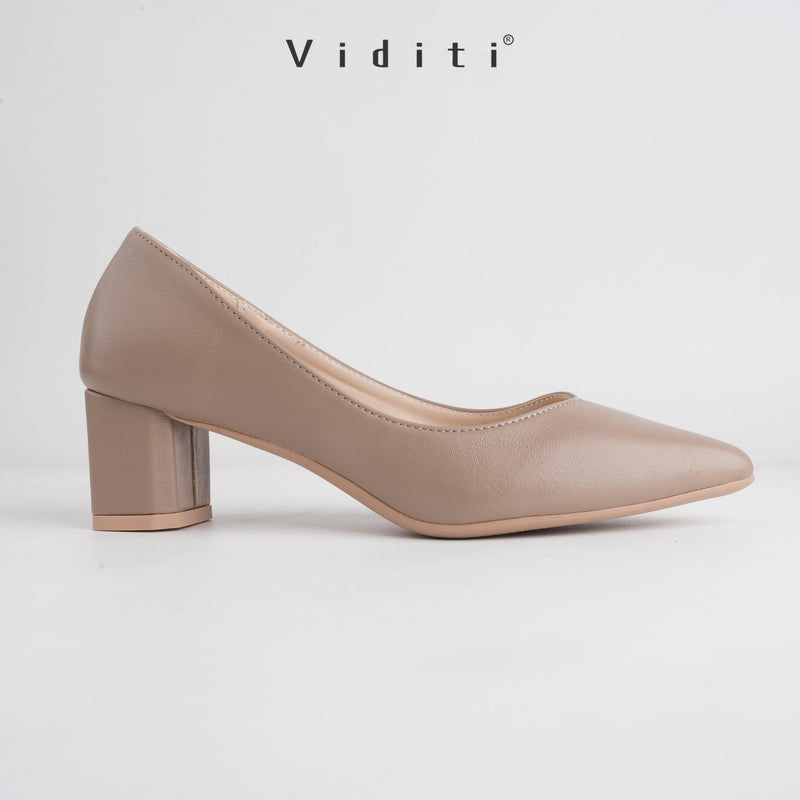 Viditi Freya Leather Block Heels 4 cm | Shoes | Sepatu Import Wanita | Tumit | Hak Tinggi | Polos