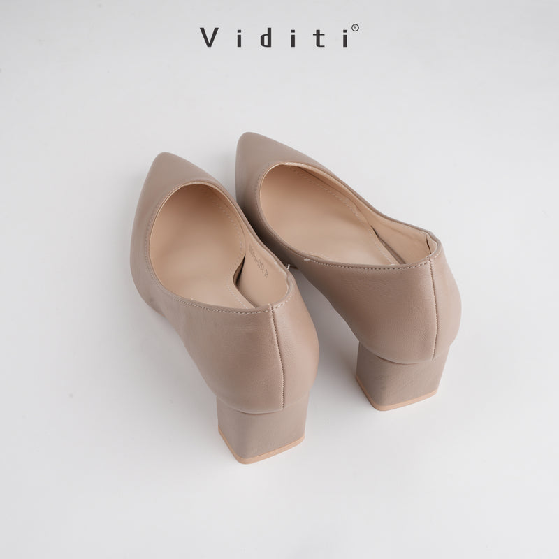 Viditi Freya Leather Block Heels 4 cm | Shoes | Sepatu Import Wanita | Tumit | Hak Tinggi | Polos