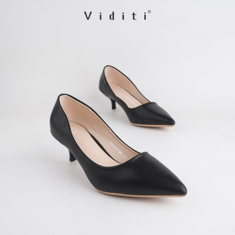 Viditi Esme Leather Heels 4 cm | Shoes | Sepatu Import Wanita | Tumit | Hak Tinggi | Polos | Pesta