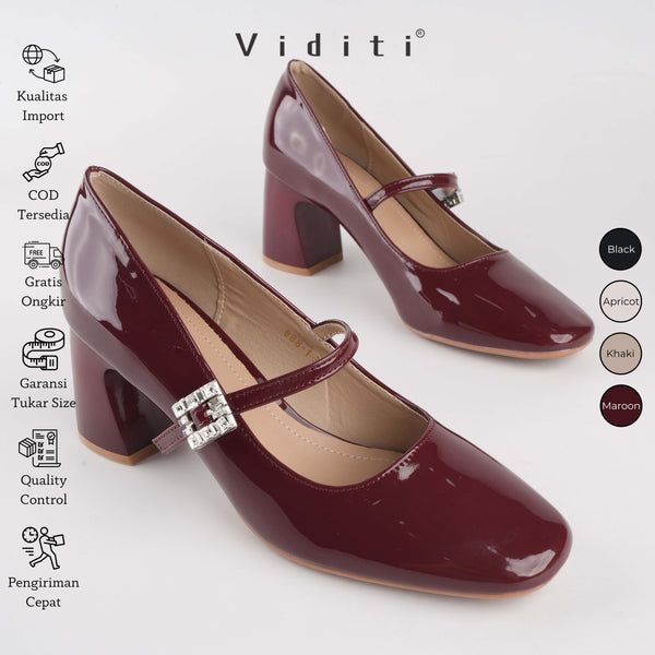 Viditi Flora Block Heels 7 cm | Shoes | Sepatu Import Wanita | Nikahan | Wisuda | Sangjit | Prewed